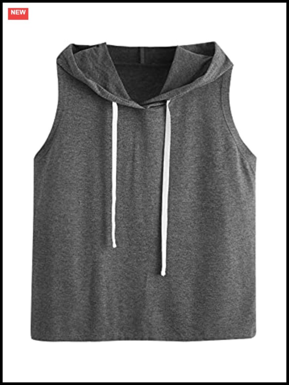 Sleeveless Hoodie Tank Top Athletic Workout Muscle Shirt Drawcord